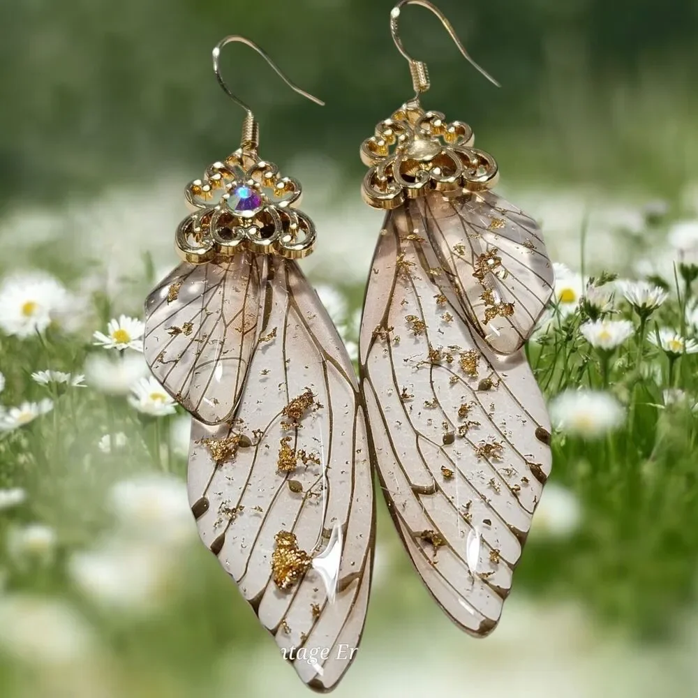 Fairy Butterfly Wings Handmade Earrings Fantasy Nature Magical Insect Witch Bug